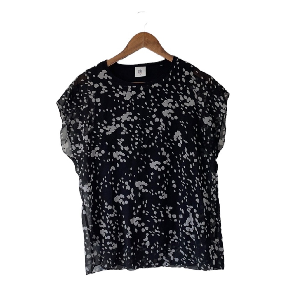 Cabi Cosmos Night Sky Black Gray Blouse Casual Modern Contemporary Size XS